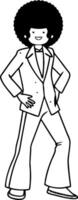 Funky Retro Character with Afros and Flared Pants Ideal for Coloring Books and Tattoos vector