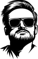 Stylish High Contrast Man Portrait with Sunglasses for Modern Design Projects vector