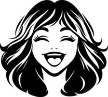 Cheerful Smiling Woman with Long Wavy Hair Graphic for Fun Designs vector