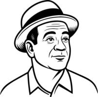 Vintage Male Portrait with Hat for Retro Design Projects and Illustrations vector