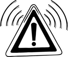 Warning Sign with Exclamation Mark and Signal Waves for Safety Alerts and Graphic Designs vector