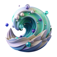wonderful rustic Ocean Wave 3d Render Transparent for Game Development detailed png