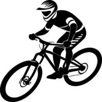 Dynamic Mountain Biker in Action Silhouette for Sports Graphics and Tattoo Design vector