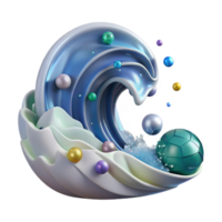 magnificent abstract Ocean Wave 3d Render Transparent for Game Development high quality png