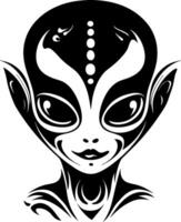 Alien Face Illustration with Unique Features for Tattoo Design and Graphic Art vector