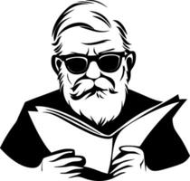 Stylish Elderly Man Reading Book with Sunglasses Graphic for Vintage Style Merchandise vector