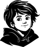 Charming Boy Character with Playful Hair Design Perfect for Coloring Projects and Tattoo Art vector