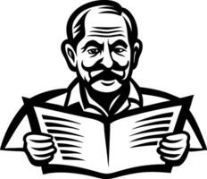 Old Man Reading Newspaper Illustration Perfect for Vintage Design and Creative Projects vector