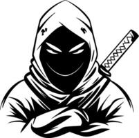 Stealthy Ninja Warrior Character with Sword for Tattoo and Graphic Design Inspiration vector
