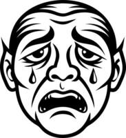 Distressed Face with Tears Expressing Sadness and Despair for Emotional Art Projects vector