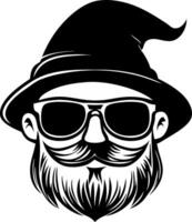 Stylish Wizard with Beard and Sunglasses Art for Unique Tattoo Design and Merchandise vector