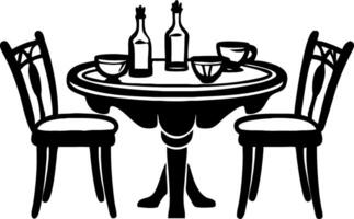 Dining Table Set with Bottles and Bowls Perfect for Home Decor and Culinary Illustrations vector