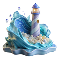 magnificent rustic Ocean Wave and Lighthouse Isolated for Nautical Themes png