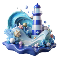 dramatic rustic Ocean Wave and Lighthouse Isolated for Nautical Themes exclusive png
