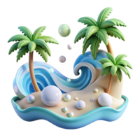vibrant rustic Ocean Wave and Palm Trees Cutout for Tropical Graphics original png