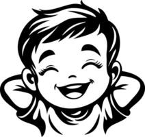 Joyful Smiling Boy Character with Hands Behind Head Perfect for Coloring Book and Tattoo Design vector