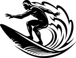 Dynamic Surfer Riding a Wave Stylized Graphic Perfect for Tattoos and Merchandise vector