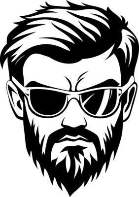 Stylish Bearded Man Wearing Sunglasses Design for T-Shirts and Posters