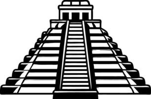 Stylized Mayan Pyramid with Steps Suitable for Tattoo Design and Coloring Books vector