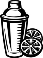 Cocktail Shaker and Fresh Citrus Fruit for Mixology Illustrations and Bar Decor vector