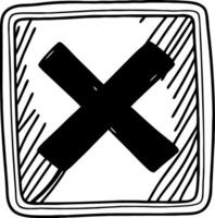 Hand-Drawn Black Cross in Square Frame for Various Creative Applications vector