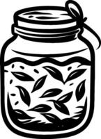 Glass Jar Filled with Leaves Herbal Tea Design for Crafting and DIY Projects vector