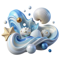 wonderful contemporary Ocean Wave and Seashells Transparent for Beach Decor high resolution png