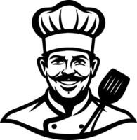 Cheerful Chef with Spatula Smiling in Uniform Ideal for Culinary Designs and Branding vector