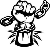 Fist Breaking Chains Symbolizing Freedom Strength and Resistance Graphic Art vector
