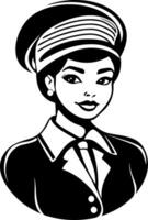 Vintage Airline Stewardess Character Illustration for Retro Design and Fashion Projects vector