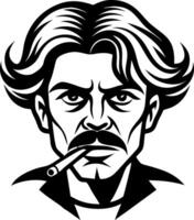 Bold Vintage Man Illustration with Mustache and Cigarette for Tattoo Design and Branding vector