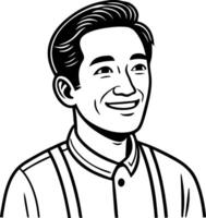 Smiling Man Portrait with Short Hair Ideal for Modern Illustrations and Printed Designs vector