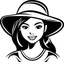 Stylish Woman in Wide Brim Hat Illustration for Fashion and Print Designs vector