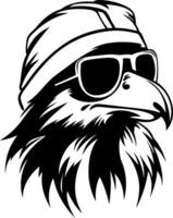 Stylish Cool Raven Wearing Sunglasses and Beanie Ideal for Tattoo Design and Apparel vector