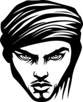 Bold Stylized Man with Turban Intense Expression Graphic for Design Use vector