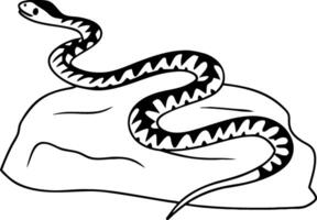 Black and White Snake Coiled on a Rock Ideal for Tattoo Design and Coloring Pages vector