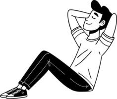 Relaxed Young Man Sitting with Hands Behind Head Relaxation and Peaceful Vibe vector