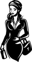 Elegant Businesswoman in Stylish Attire Carrying Briefcase and Handbag for Professional Design vector