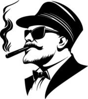 Vintage Gentleman with Cigar and Sunglasses for Retro Style Design Projects vector