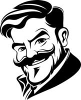 Vintage Style Mustached Man Portrait for Retro Design and Illustration Projects vector