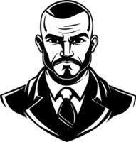 Bold Businessman Illustration with Strong Facial Features Ideal for Branding and Design vector