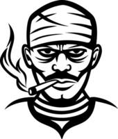 Bold Graphic Illustration of a Determined Man with a Cigarette and Intense Expression vector