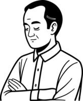 Contemplative Man with Folded Arms Illustration for Personal and Commercial Use vector