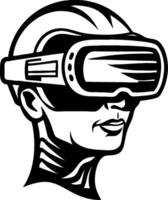 Detailed Illustration of a Person Wearing Virtual Reality Goggles for Modern Design Applications vector