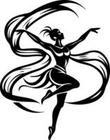 Graceful Dancer Silhouette with Flowing Hair and Elegant Pose Perfect for Tattoos and Designs vector
