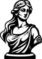 Elegant Female Bust Sculpture with Flowing Hair and Draped Garment for Art and Design Projects vector