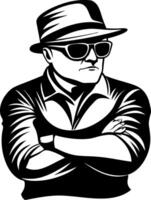 Stylish Man in Hat and Sunglasses with Crossed Arms Illustration for Graphic Design vector