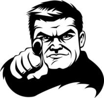 Intense Male Character Pointing with Determined Expression for Graphic Design Projects vector