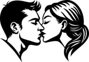Intimate Silhouette of a Couple Kissing Ideal for Romantic Designs and Illustrations vector