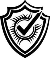 Shield Design with Check Mark and Sunburst Symbol for Emblems and Logos vector